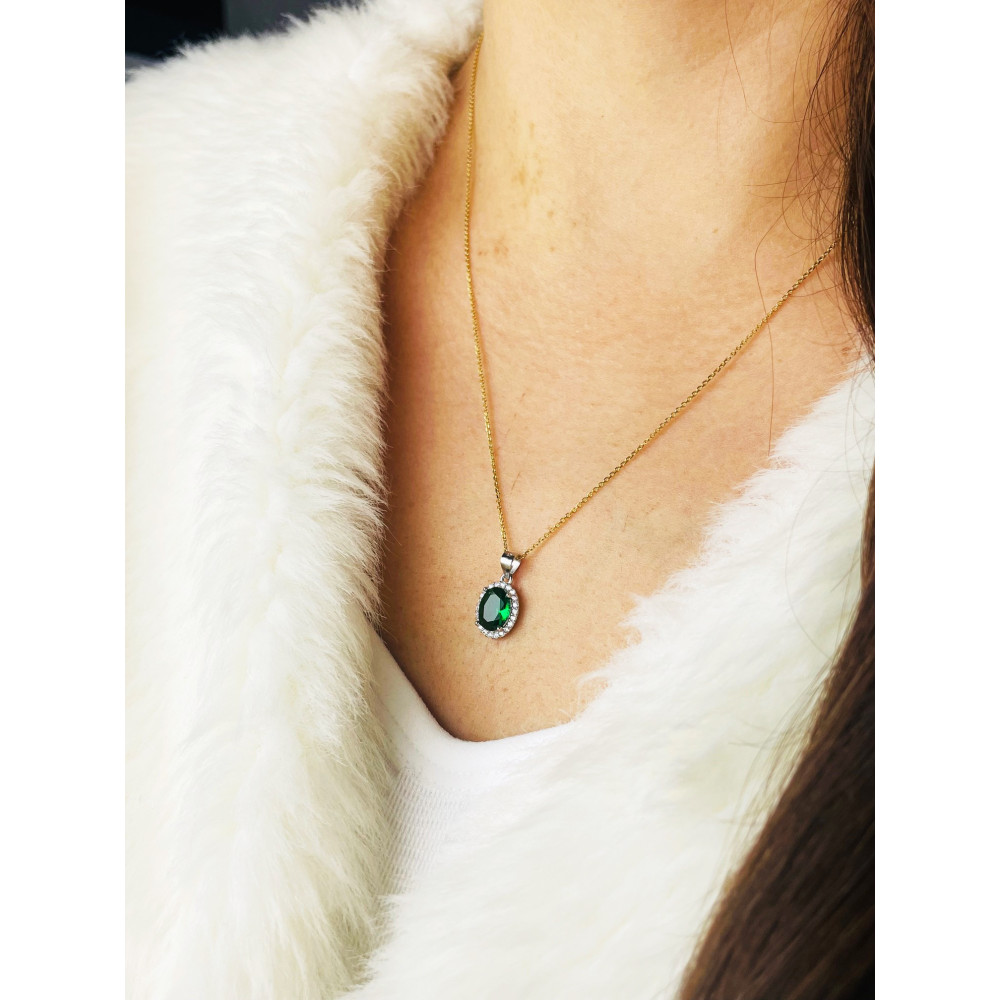 Oval 925 Silber Damen Medaillon Anhänger mit Zirkonia