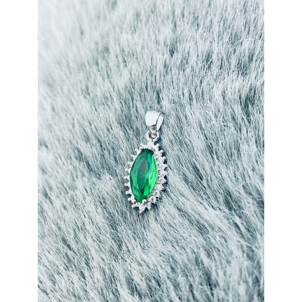 Katzenauge 925 Silber Damen Medaillon Anhänger mit Zirkonia