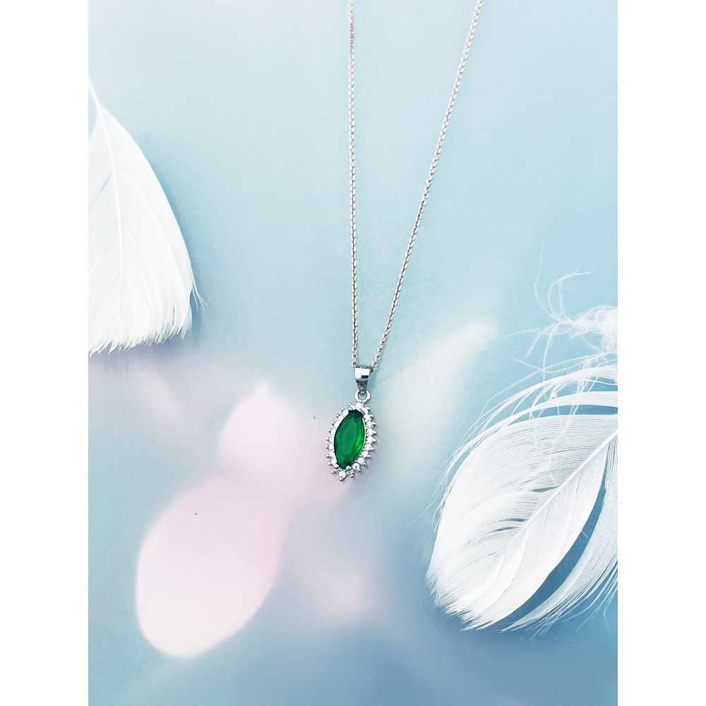 Katzenauge 925 Silber Damen Medaillon Anhänger mit Zirkonia