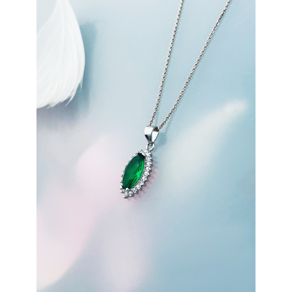 Katzenauge 925 Silber Damen Medaillon Anhänger mit Zirkonia