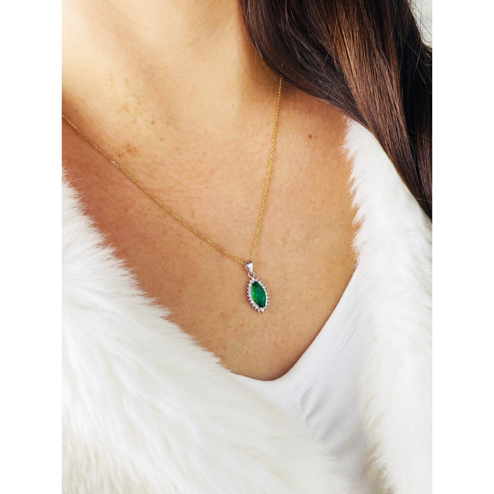 Katzenauge 925 Silber Damen Medaillon Anhänger mit Zirkonia