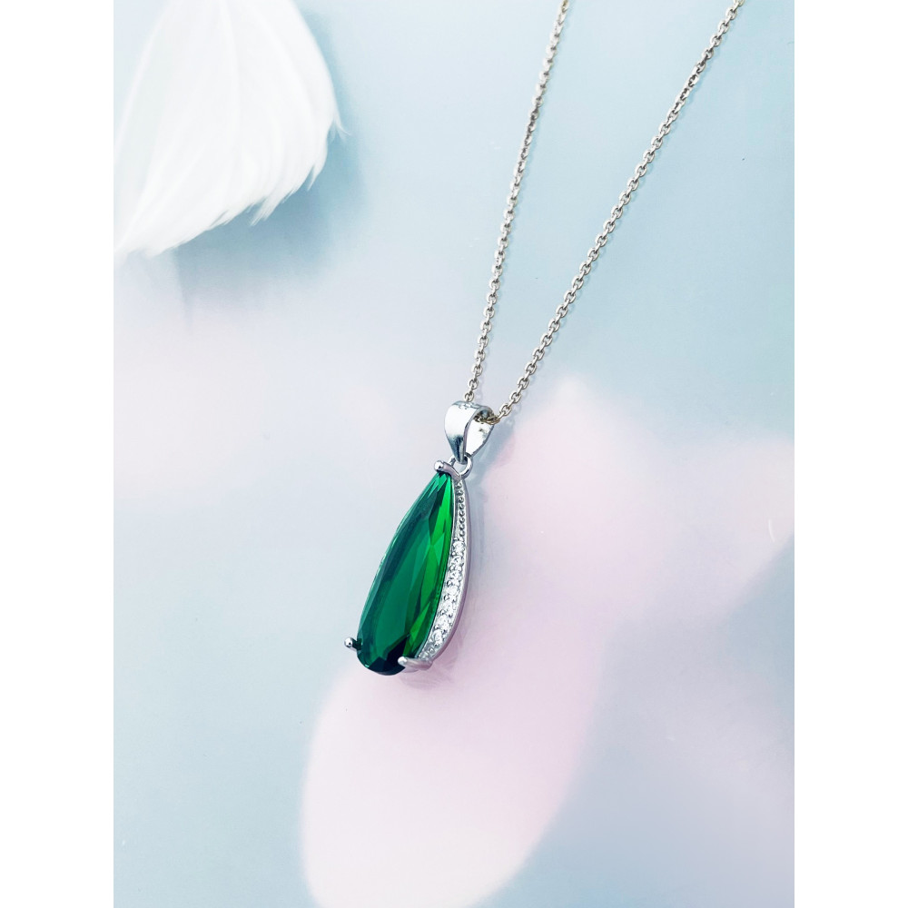 Tropfen 925 Silber Anhänger mit Zirkonia