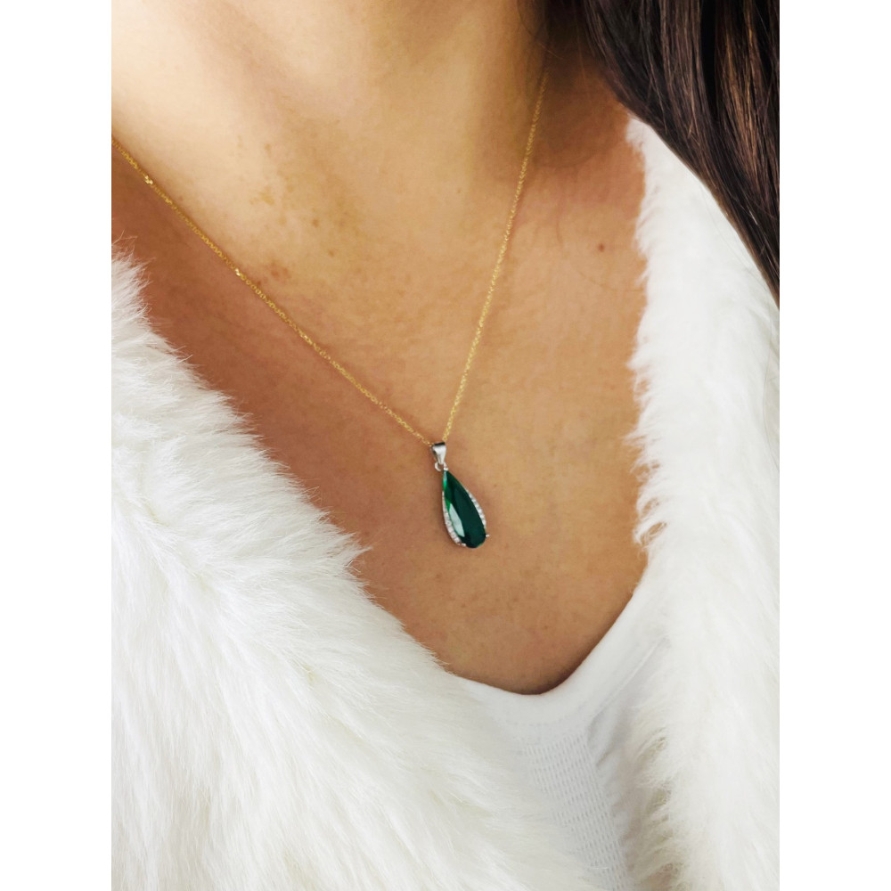 Tropfen 925 Silber Anhänger mit Zirkonia