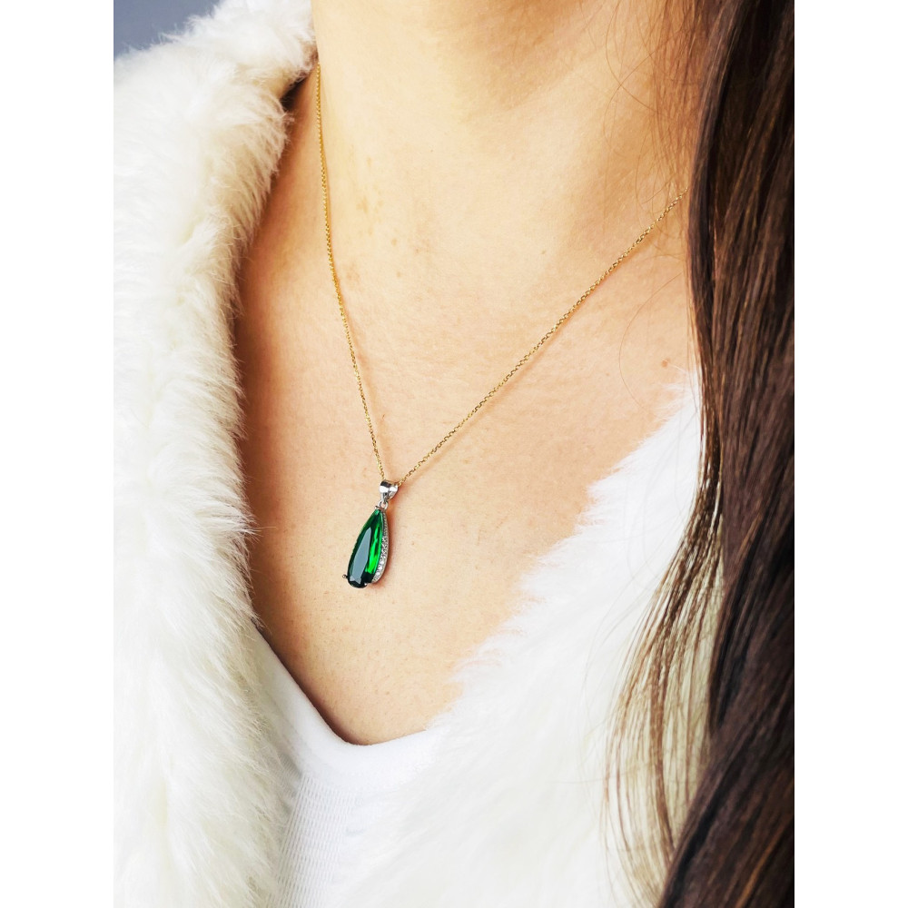 Tropfen 925 Silber Anhänger mit Zirkonia