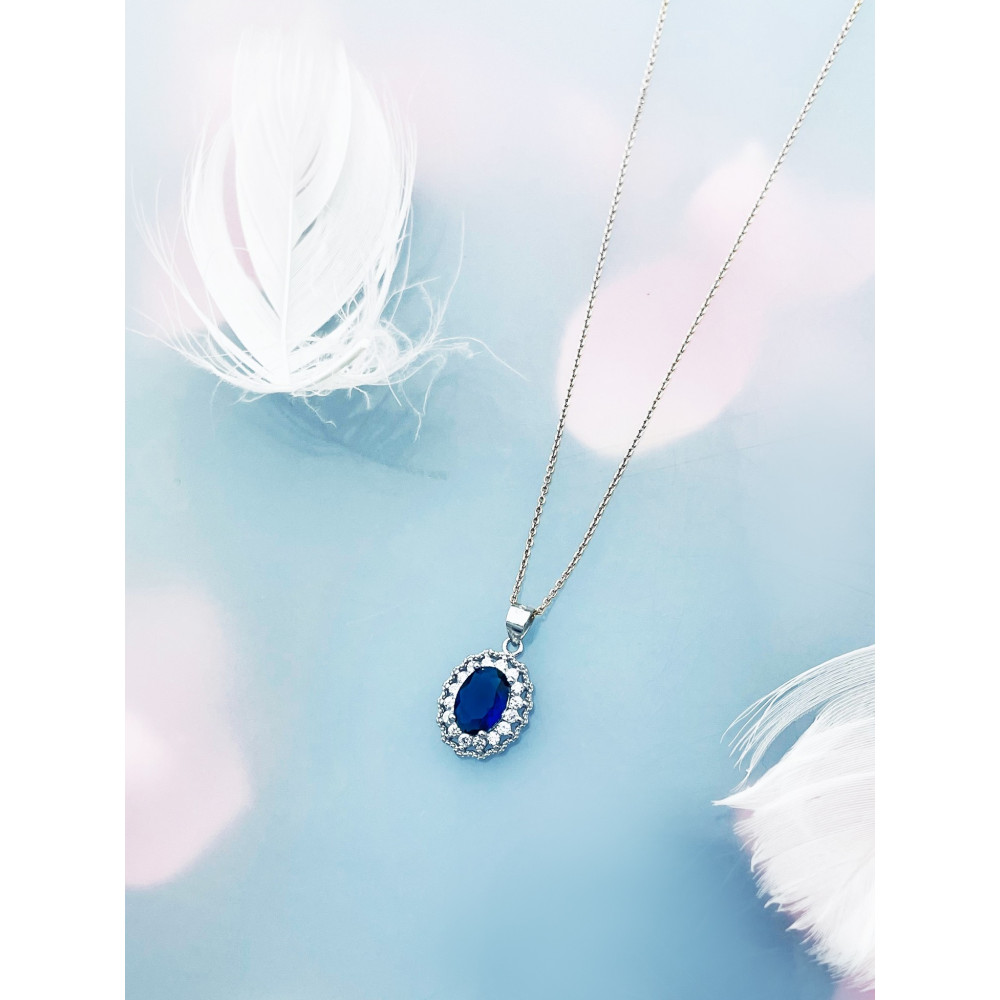 Oval 925 Silber Damen Medaillon Anhänger mit Zirkonia