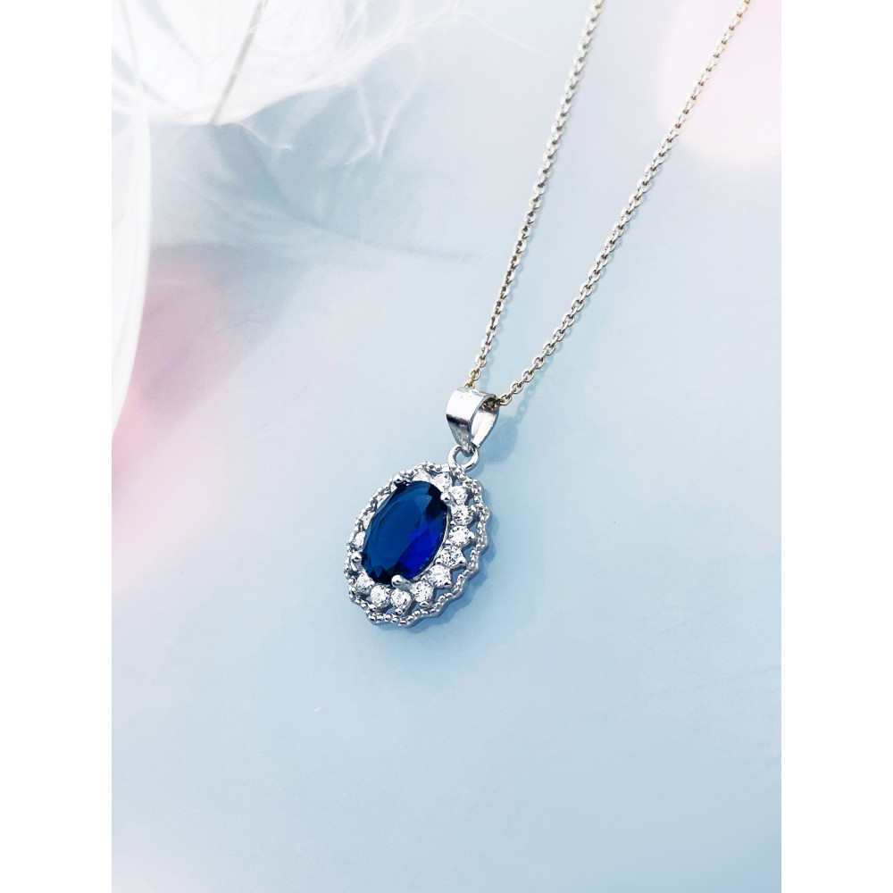 Oval 925 Silber Damen Medaillon Anhänger mit Zirkonia