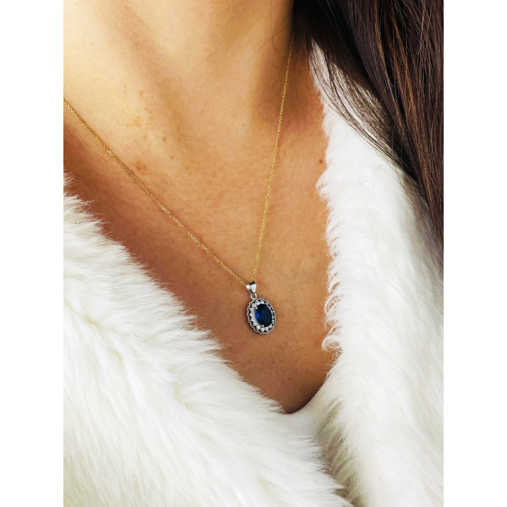 Oval 925 Silber Damen Medaillon Anhänger mit Zirkonia