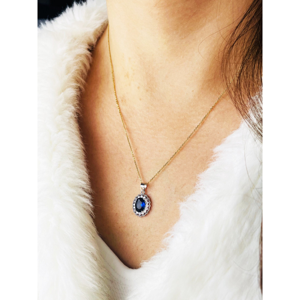 Oval 925 Silber Damen Medaillon Anhänger mit Zirkonia