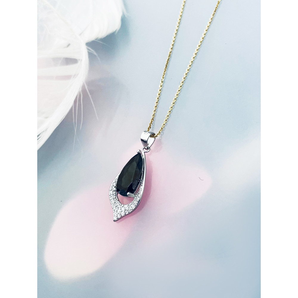 Tropfen 925 Silber Anhänger mit Zirkonia