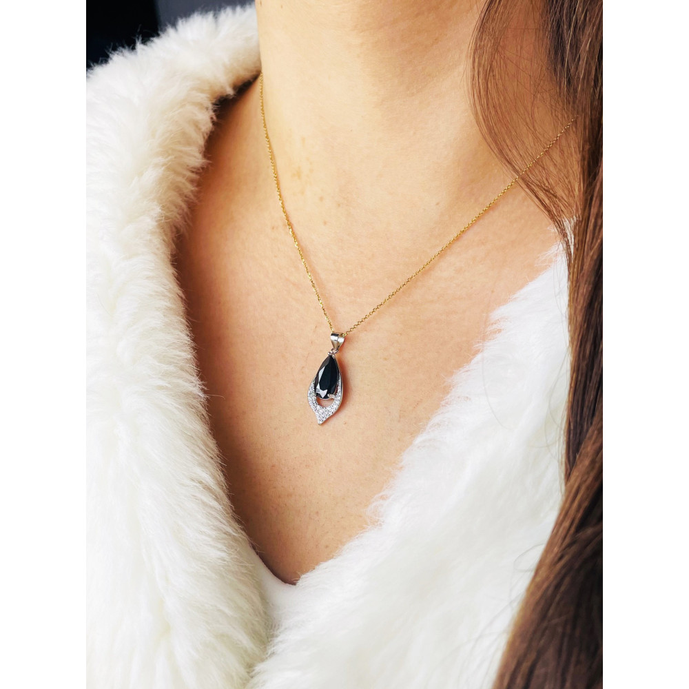 Tropfen 925 Silber Anhänger mit Zirkonia