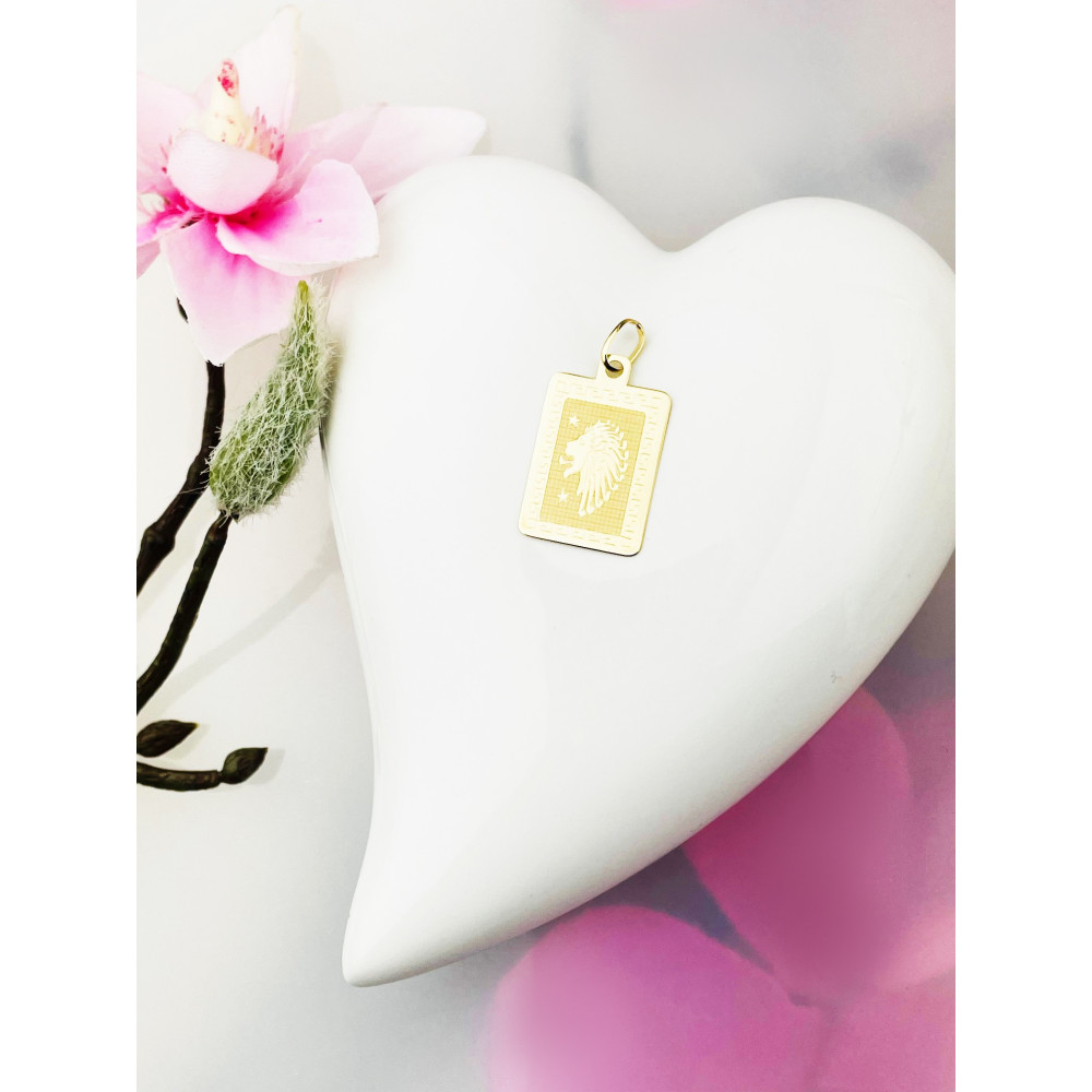 Goldanhänger Gelbgold griechisches Muster Sternzeichen Tierkreiszeichen Löwe Horoskop Kettenanhänger