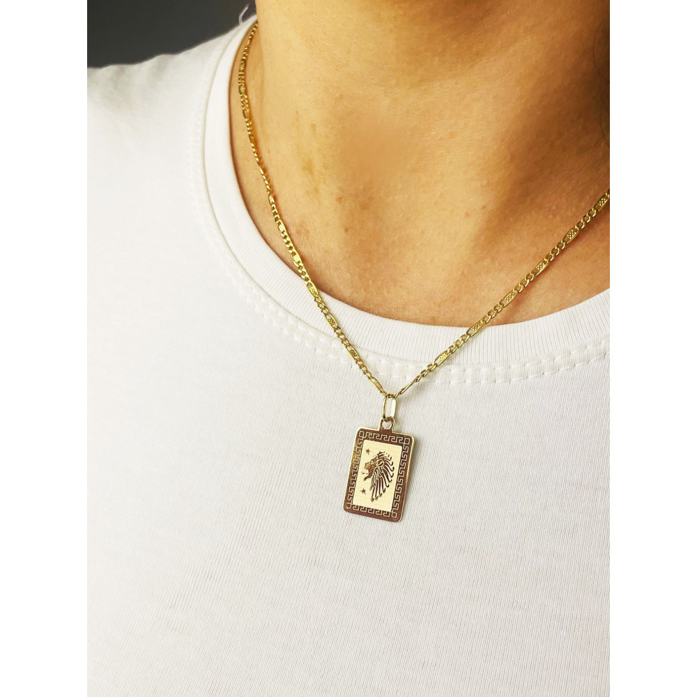 Goldanhänger Gelbgold griechisches Muster Sternzeichen Tierkreiszeichen Löwe Horoskop Kettenanhänger