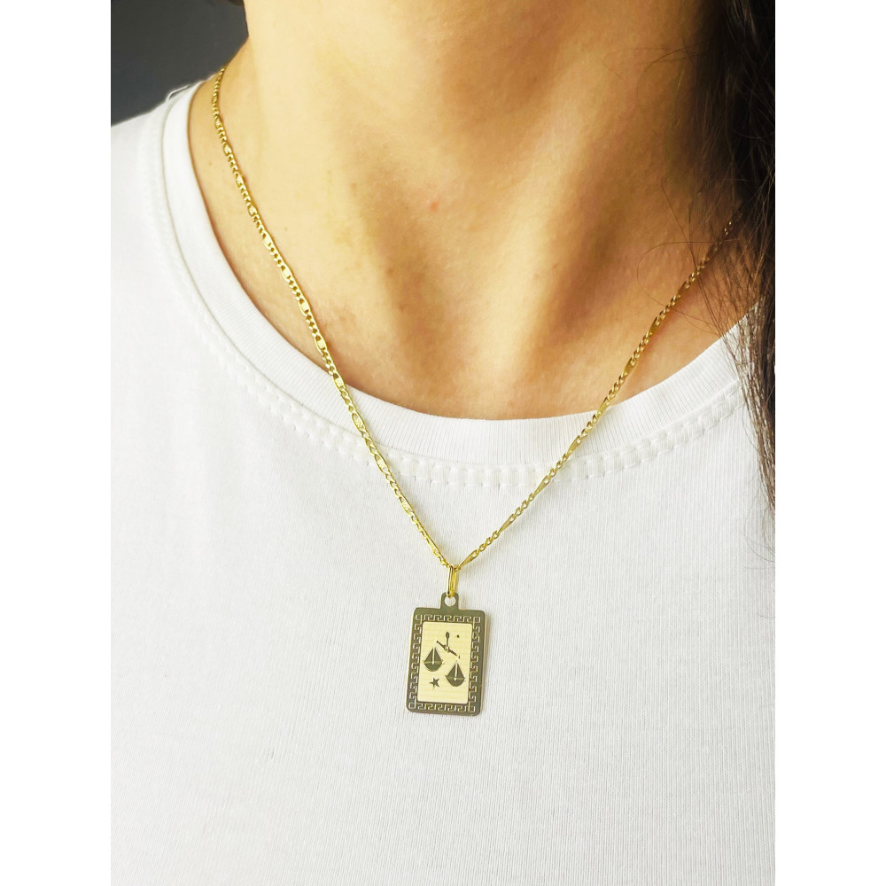 Goldanhänger Gelbgold griechisches Muster Sternzeichen Tierkreiszeichen Waage Horoskop Kettenanhänger