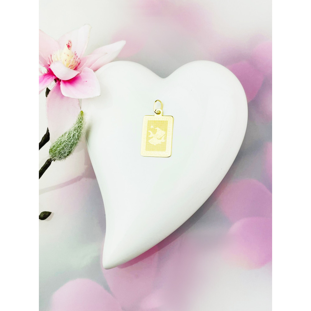 Goldanhänger Gelbgold griechisches Muster Sternzeichen Tierkreiszeichen Fische Horoskop Kettenanhänger