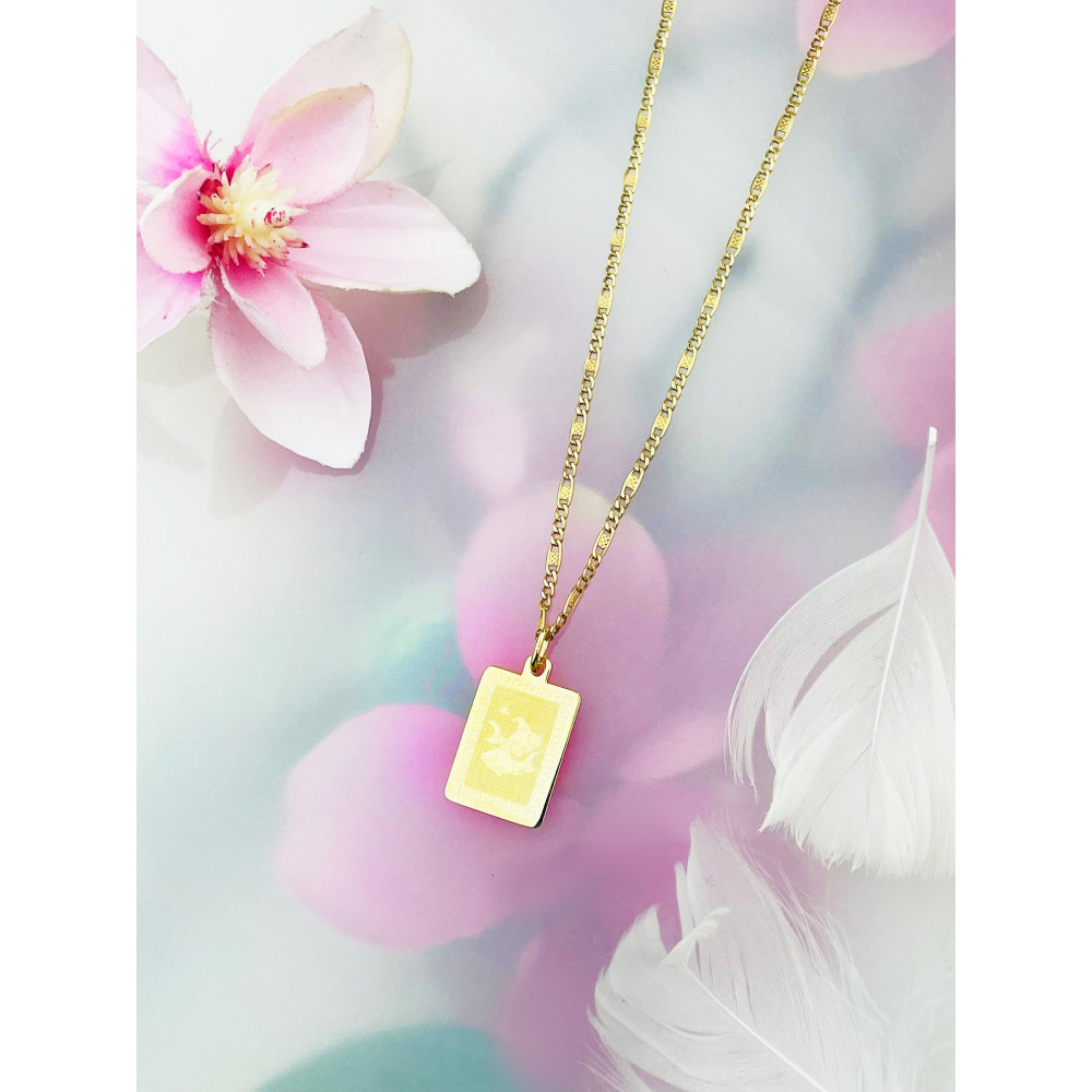 Złoty wisiorek zawieszka z greckim wzorem znak zodiaku ryby