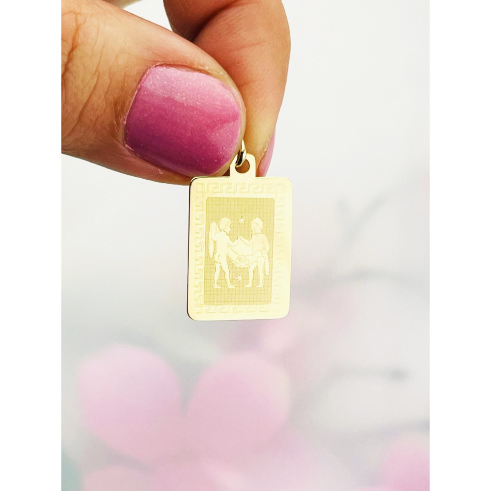 Goldanhänger Gelbgold griechisches Muster Sternzeichen Tierkreiszeichen  Zwillinge Horoskop Kettenanhänger