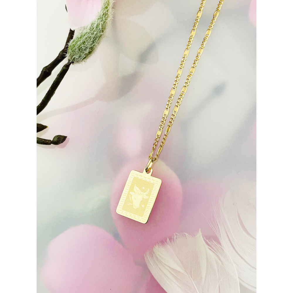 Goldanhänger Gelbgold griechisches Muster Sternzeichen Tierkreiszeichen  Stier Horoskop Kettenanhänger