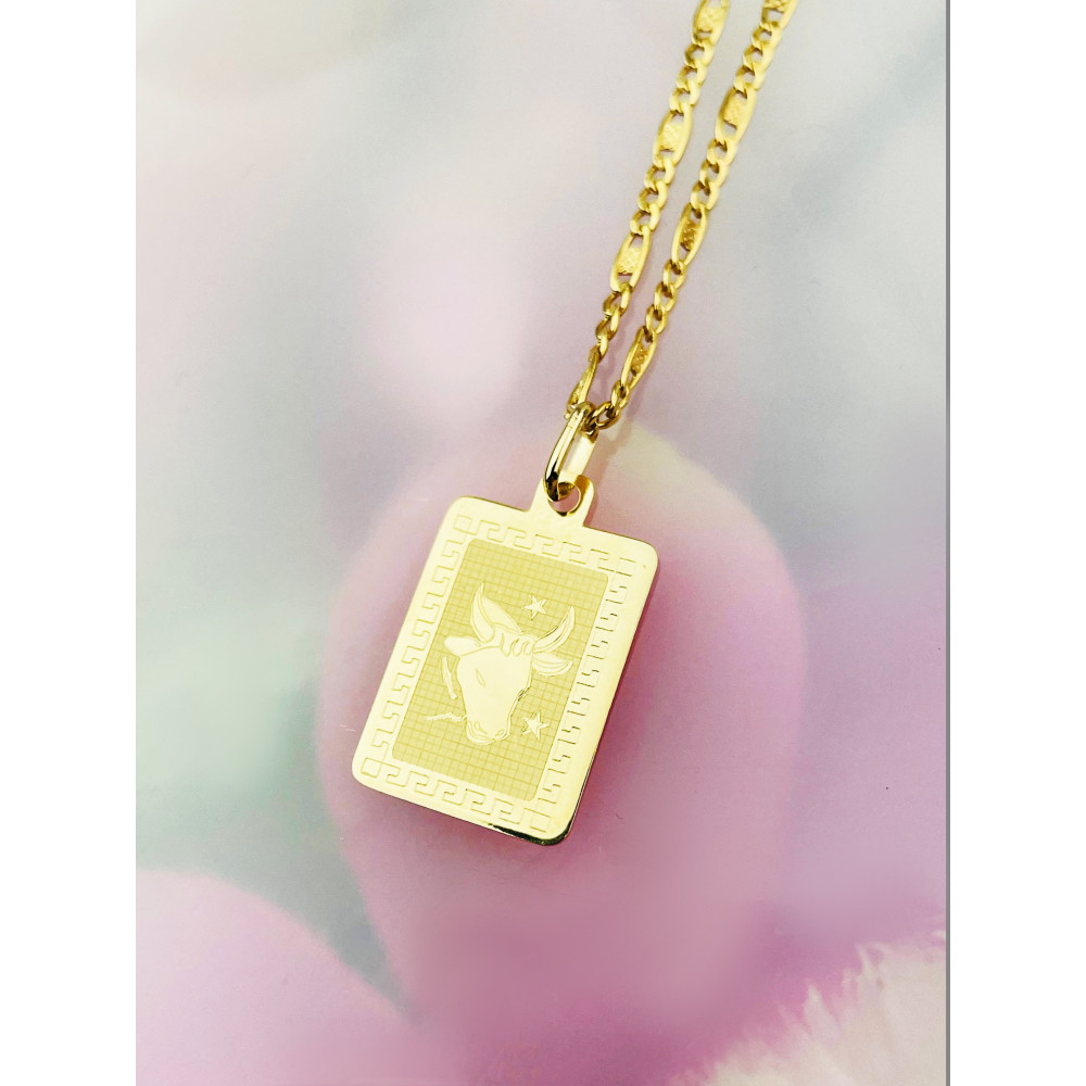 Goldanhänger Gelbgold griechisches Muster Sternzeichen Tierkreiszeichen  Stier Horoskop Kettenanhänger