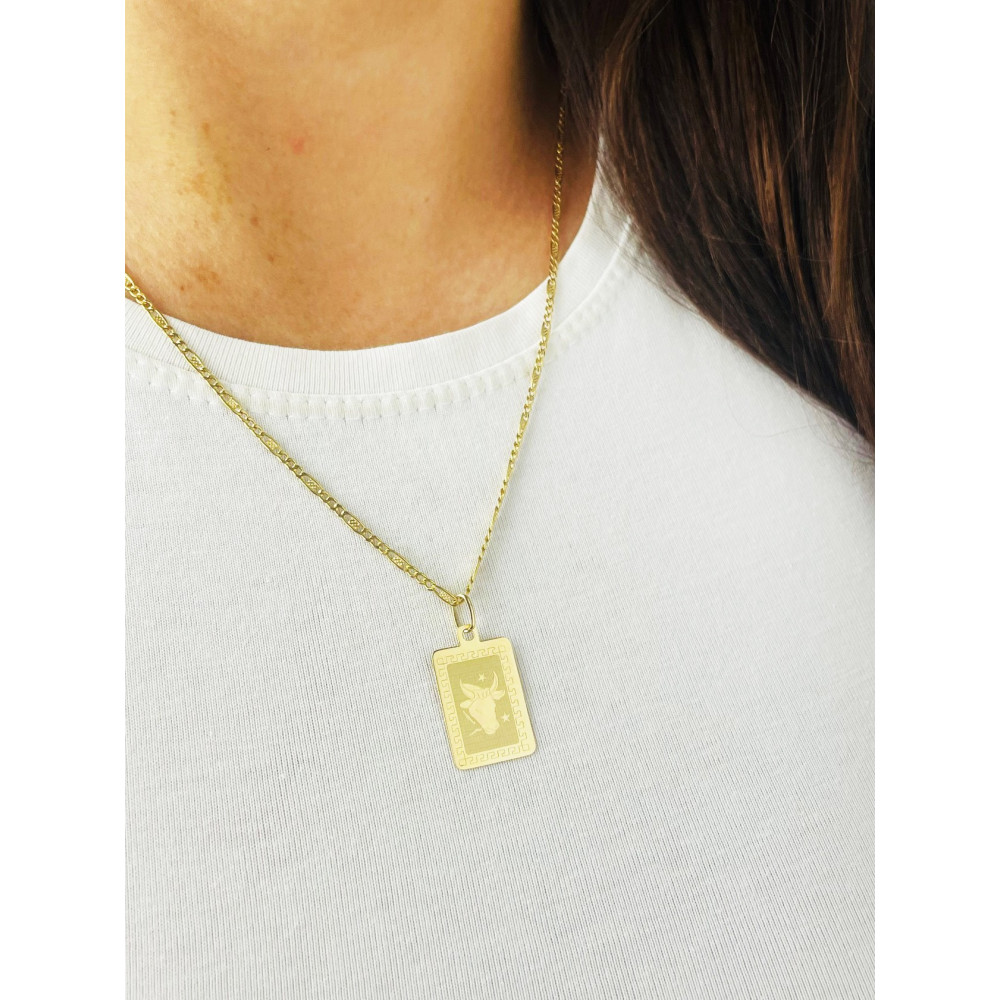 Goldanhänger Gelbgold griechisches Muster Sternzeichen Tierkreiszeichen  Stier Horoskop Kettenanhänger