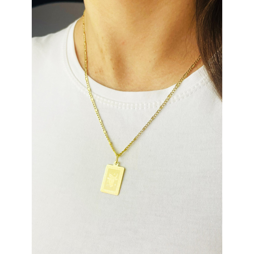 Złoty wisiorek zawieszka z greckim wzorem znak zodiaku byk