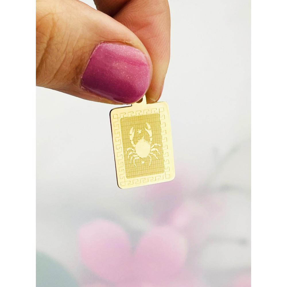 Goldanhänger Gelbgold griechisches Muster Sternzeichen Tierkreiszeichen Krebs Horoskop Kettenanhänger