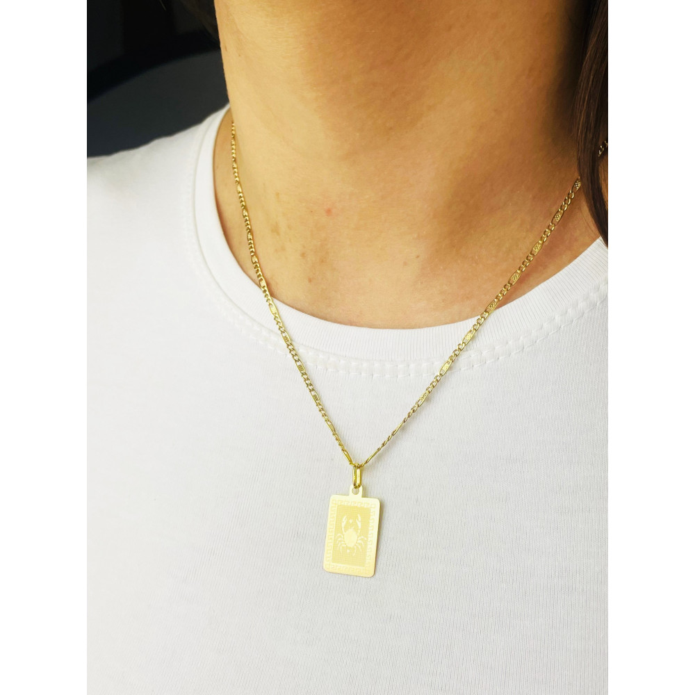 Złoty wisiorek zawieszka z greckim wzorem znak zodiaku rak