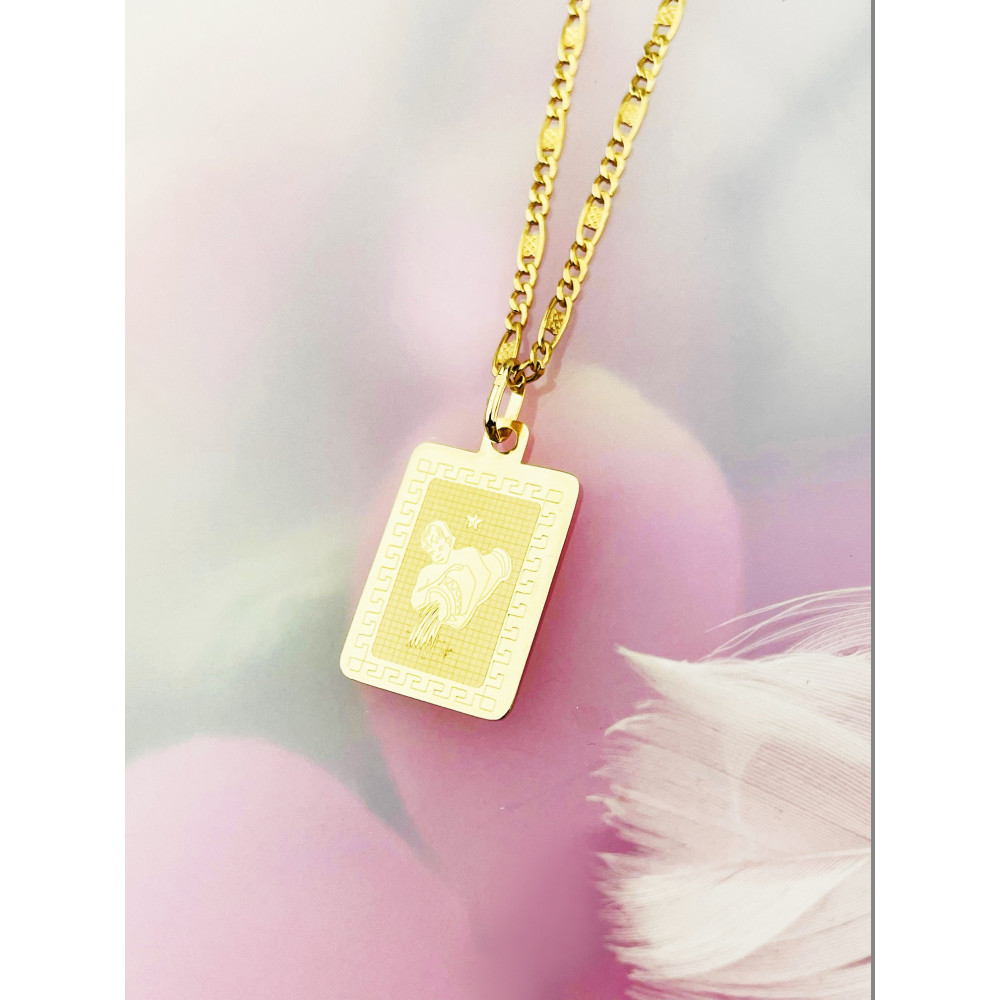 Goldanhänger Gelbgold griechisches Muster Sternzeichen Tierkreiszeichen Wassermann Horoskop Kettenanhänger