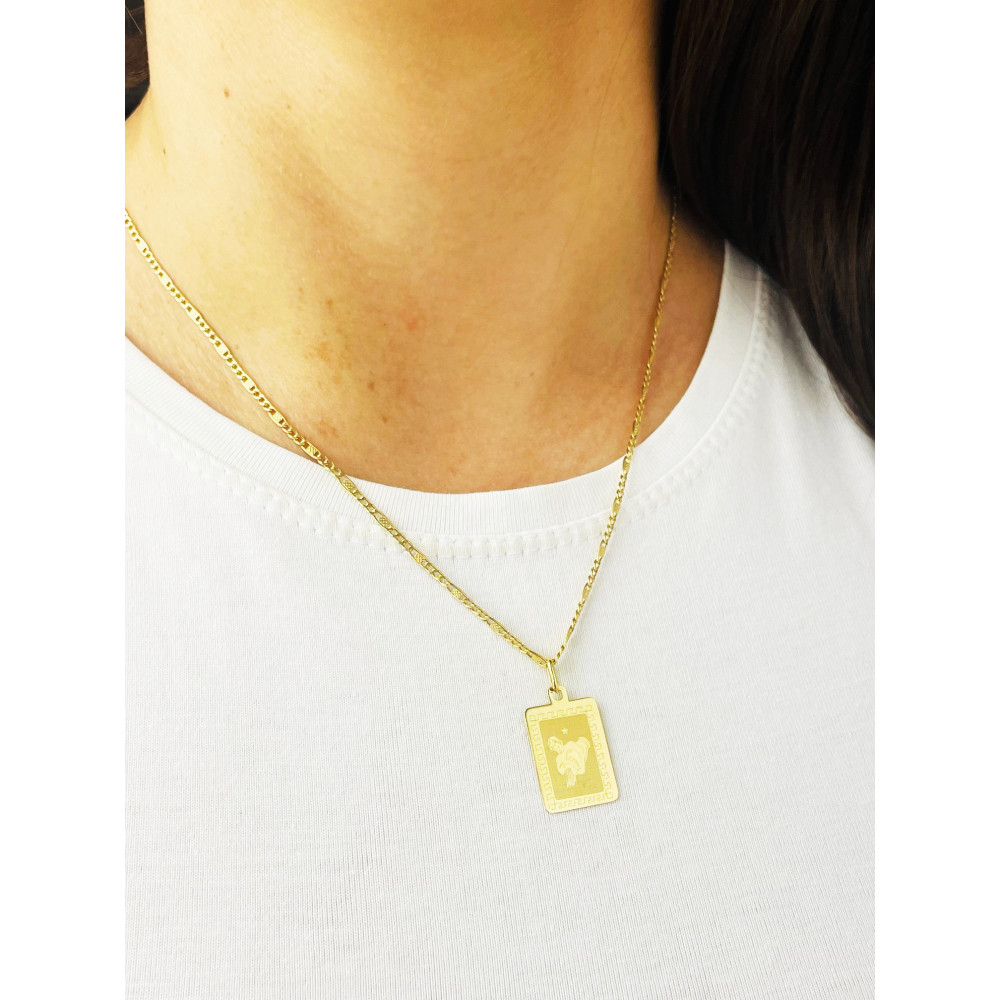 Złoty wisiorek zawieszka z greckim wzorem znak zodiaku wodnik