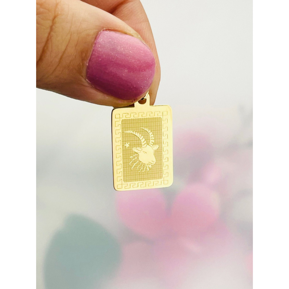 Goldanhänger Gelbgold griechisches Muster Sternzeichen Tierkreiszeichen Steinbock Horoskop Kettenanhänger