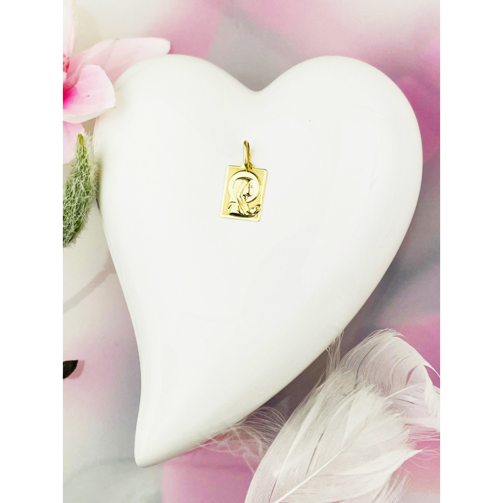 Złoty Medalik Zawieszka Matka Boska Fatimska Chrzest Komunia