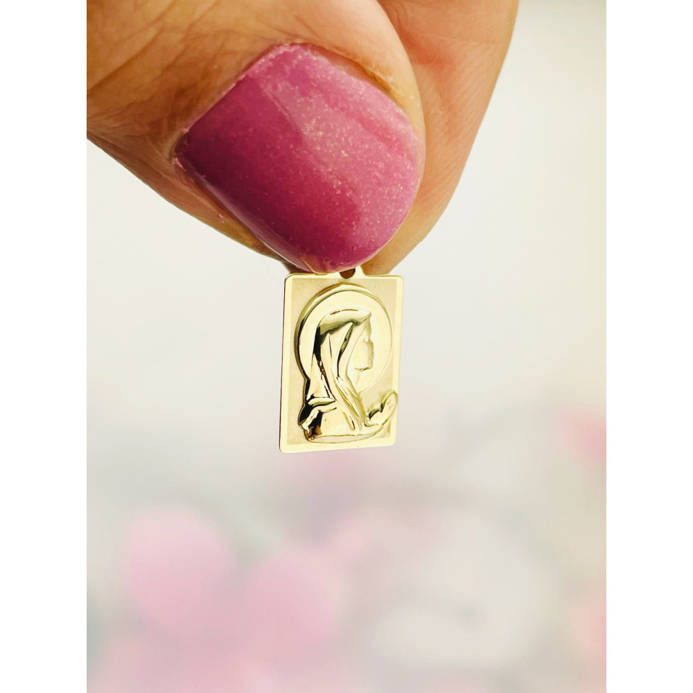 Złoty Medalik Zawieszka Matka Boska Fatimska Chrzest Komunia