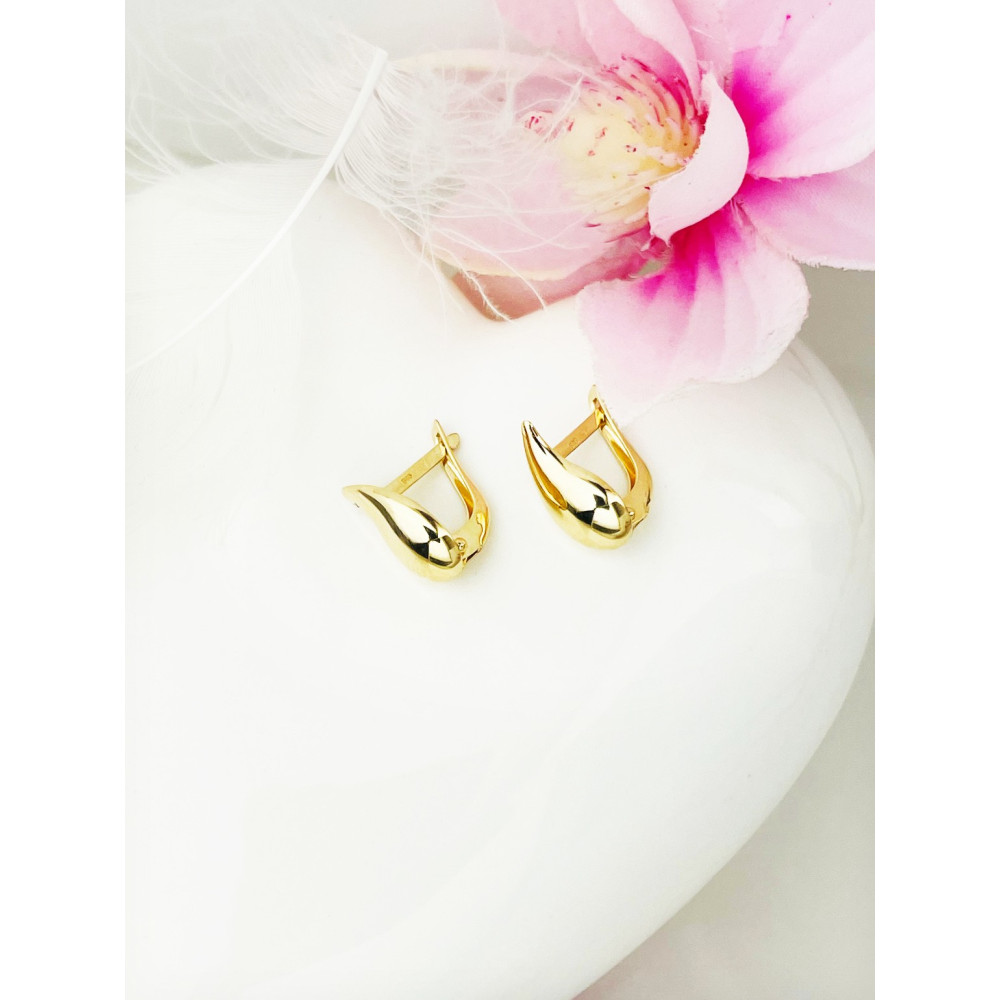 Träne Gold Ohrringe Ohrhänger Ohrstecker Ohrschmuck Paar Gelbgold 585er 14KT