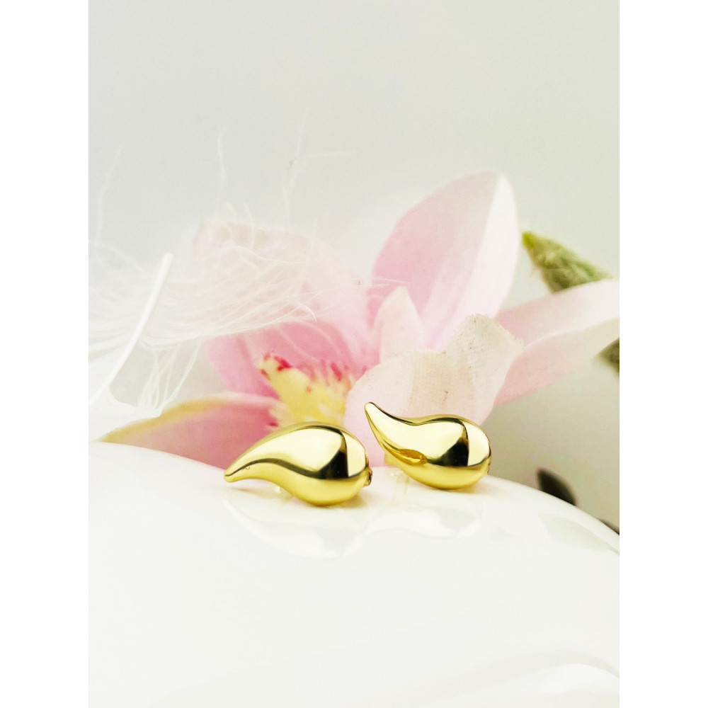 Träne Gold Ohrringe Ohrhänger Ohrstecker Ohrschmuck Paar Gelbgold 585er 14KT