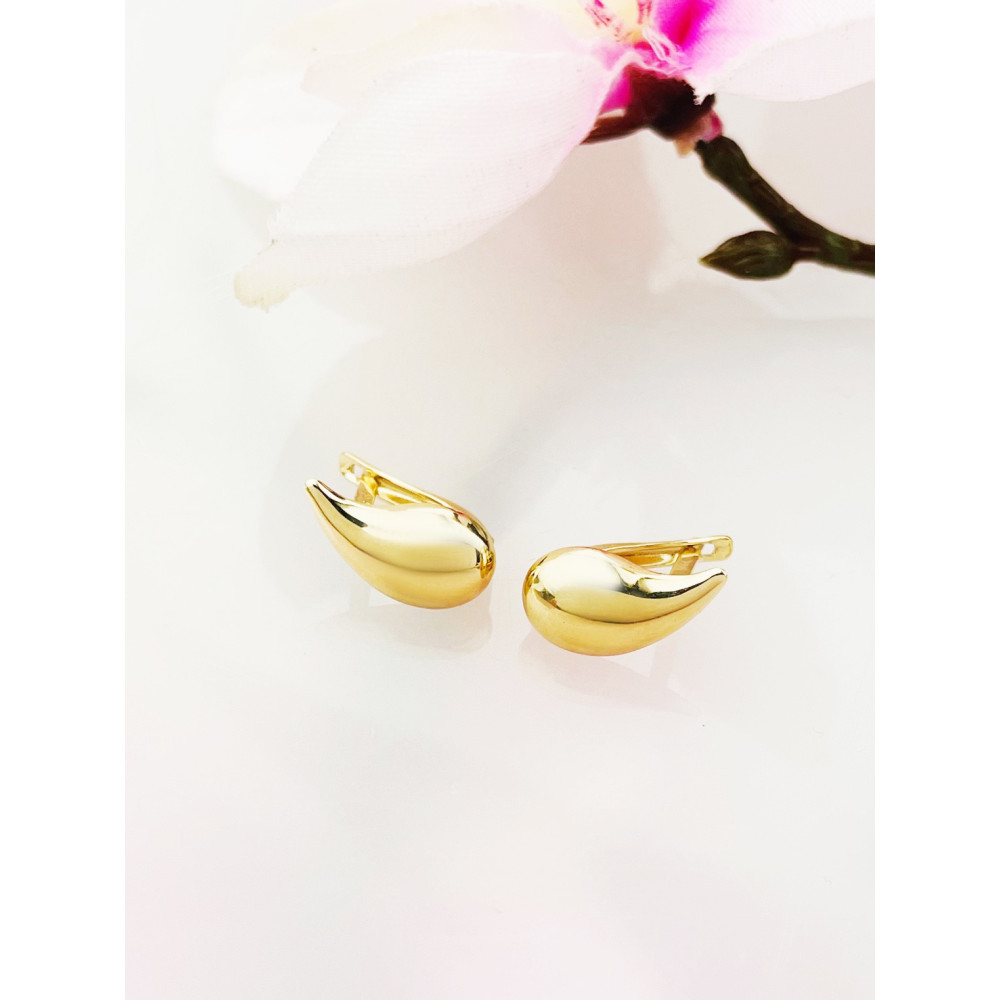 Träne Gold Ohrringe Ohrhänger Ohrstecker Ohrschmuck Paar Gelbgold 585er 14KT