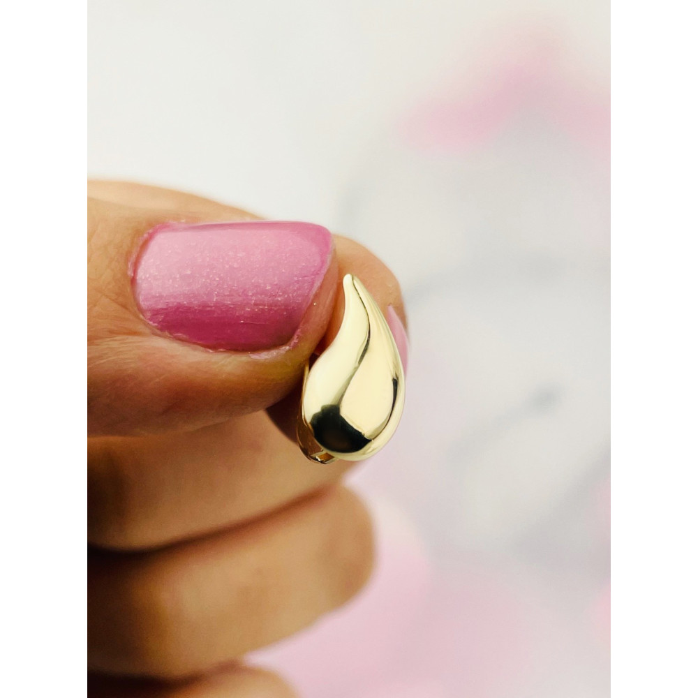 Złote kolczyki łezki kropelki gładkie polerowane