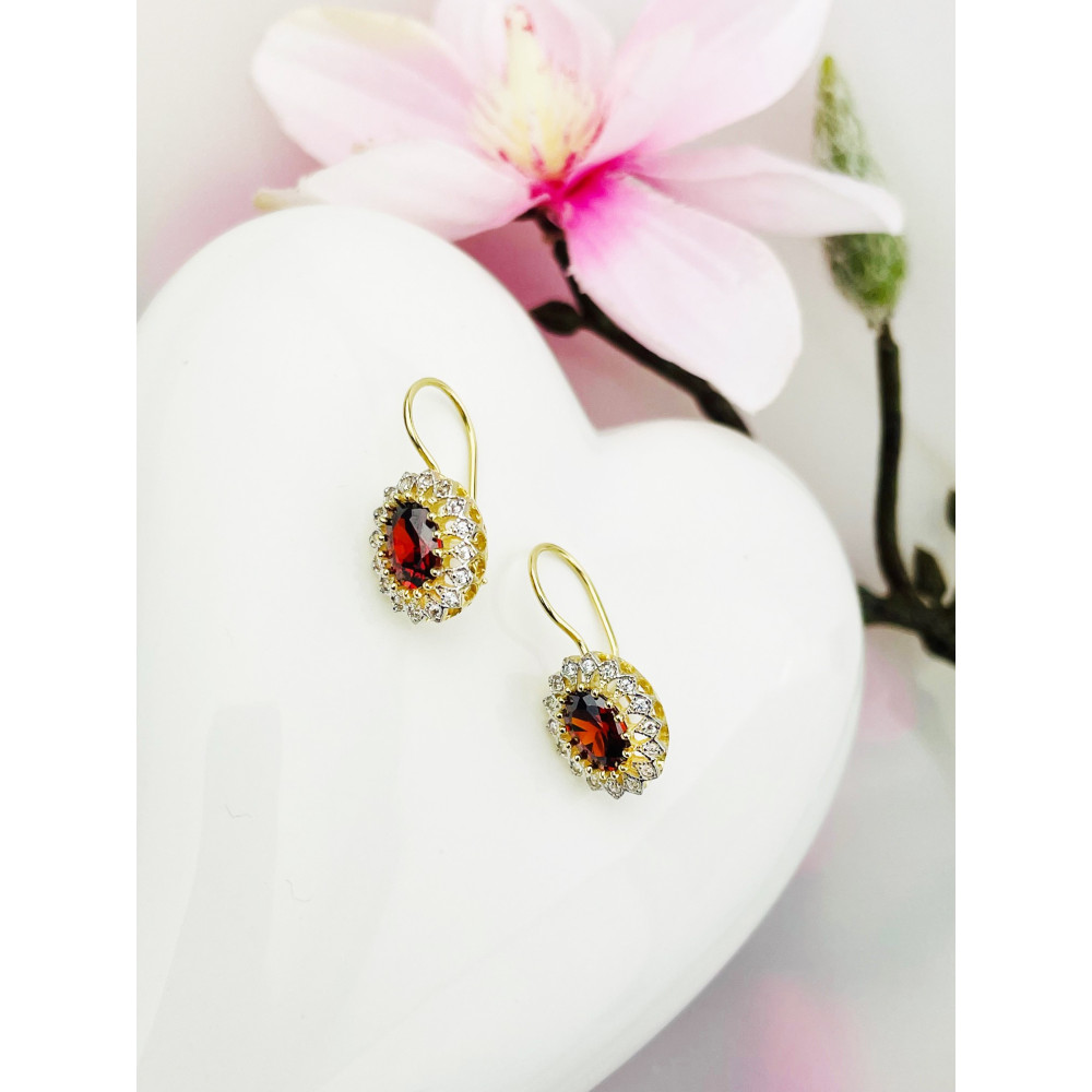 Vintage Ohrringe Ohrhänger mit Zirkonia Ohrstecker Ohrschmuck Paar Gelbgold 585er 14KT