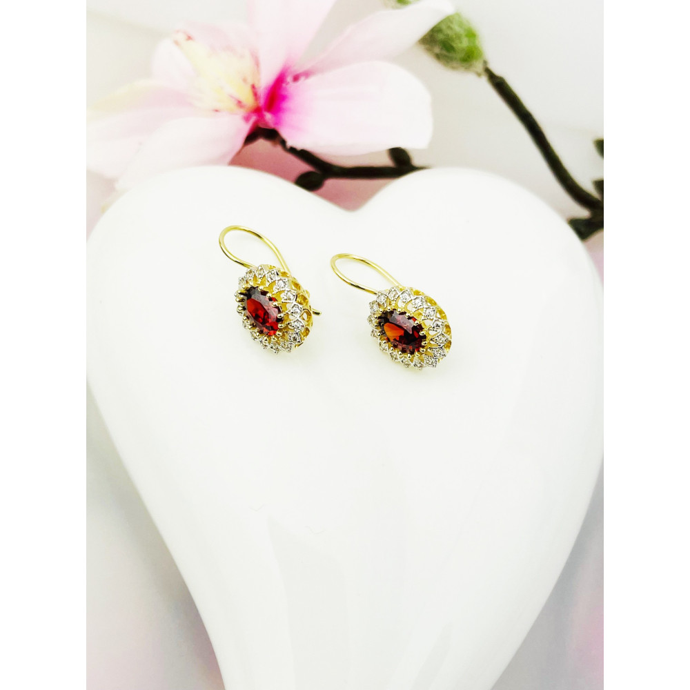 Vintage Ohrringe Ohrhänger mit Zirkonia Ohrstecker Ohrschmuck Paar Gelbgold 585er 14KT