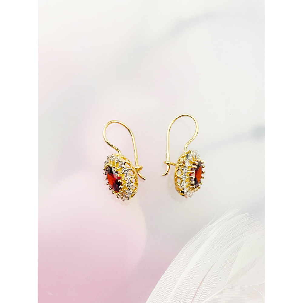 Vintage Ohrringe Ohrhänger mit Zirkonia Ohrstecker Ohrschmuck Paar Gelbgold 585er 14KT