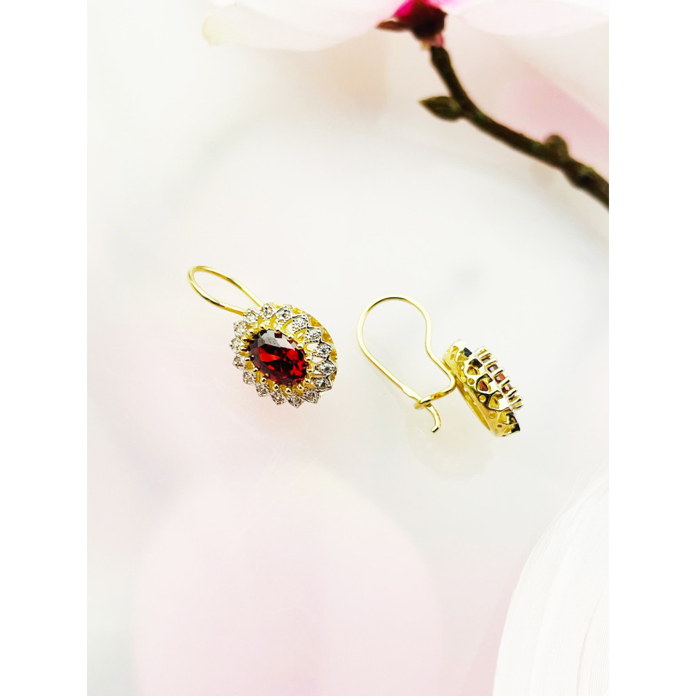 Vintage Ohrringe Ohrhänger mit Zirkonia Ohrstecker Ohrschmuck Paar Gelbgold 585er 14KT