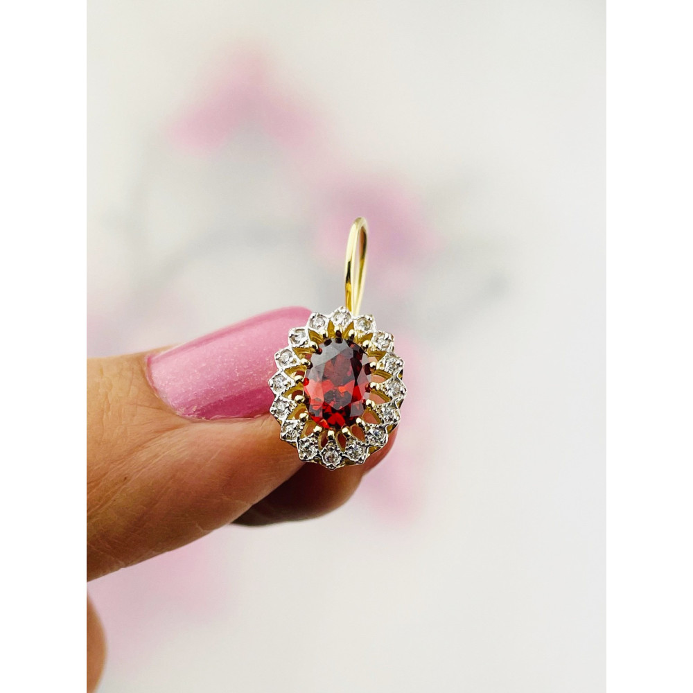 Vintage Ohrringe Ohrhänger mit Zirkonia Ohrstecker Ohrschmuck Paar Gelbgold 585er 14KT