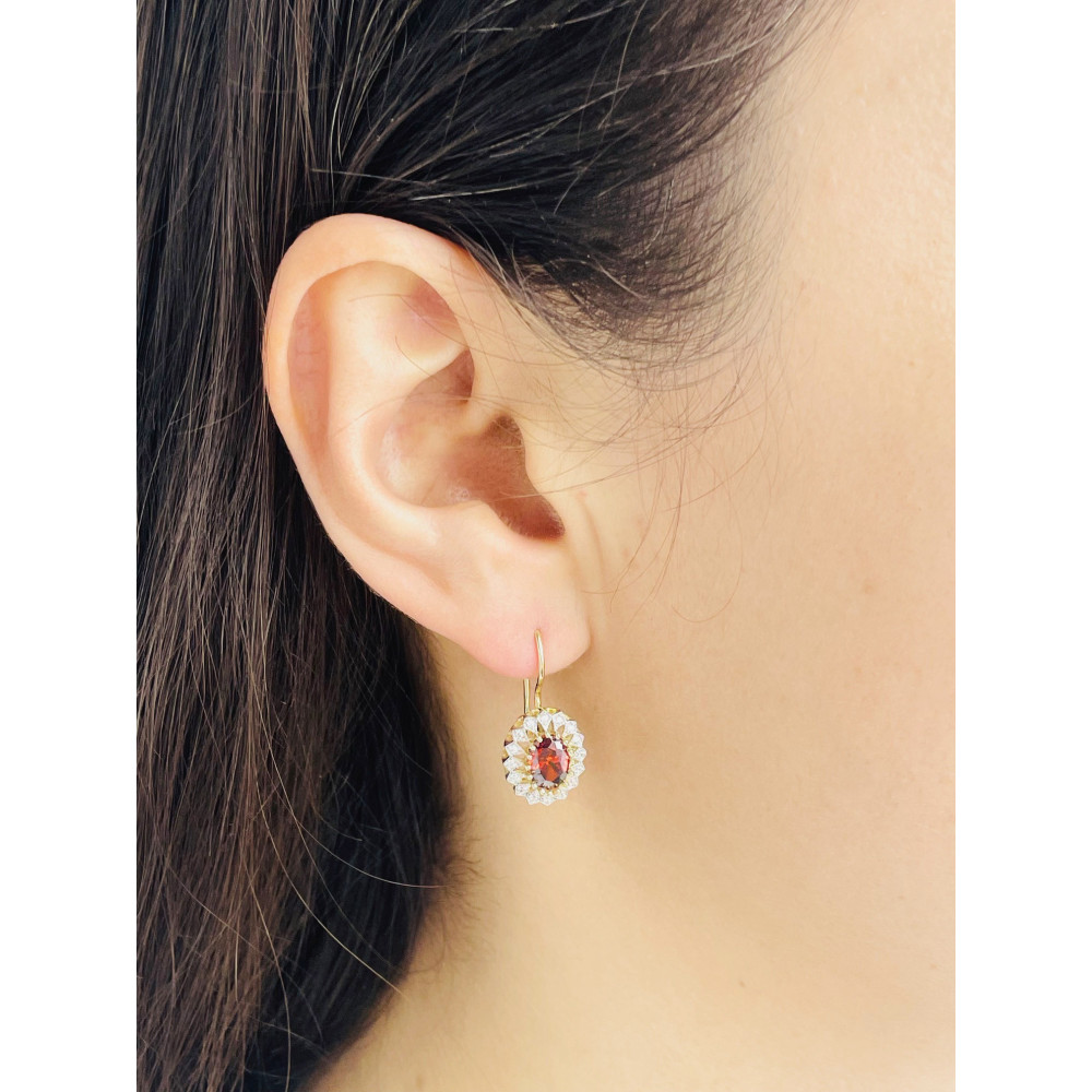 Vintage Ohrringe Ohrhänger mit Zirkonia Ohrstecker Ohrschmuck Paar Gelbgold 585er 14KT