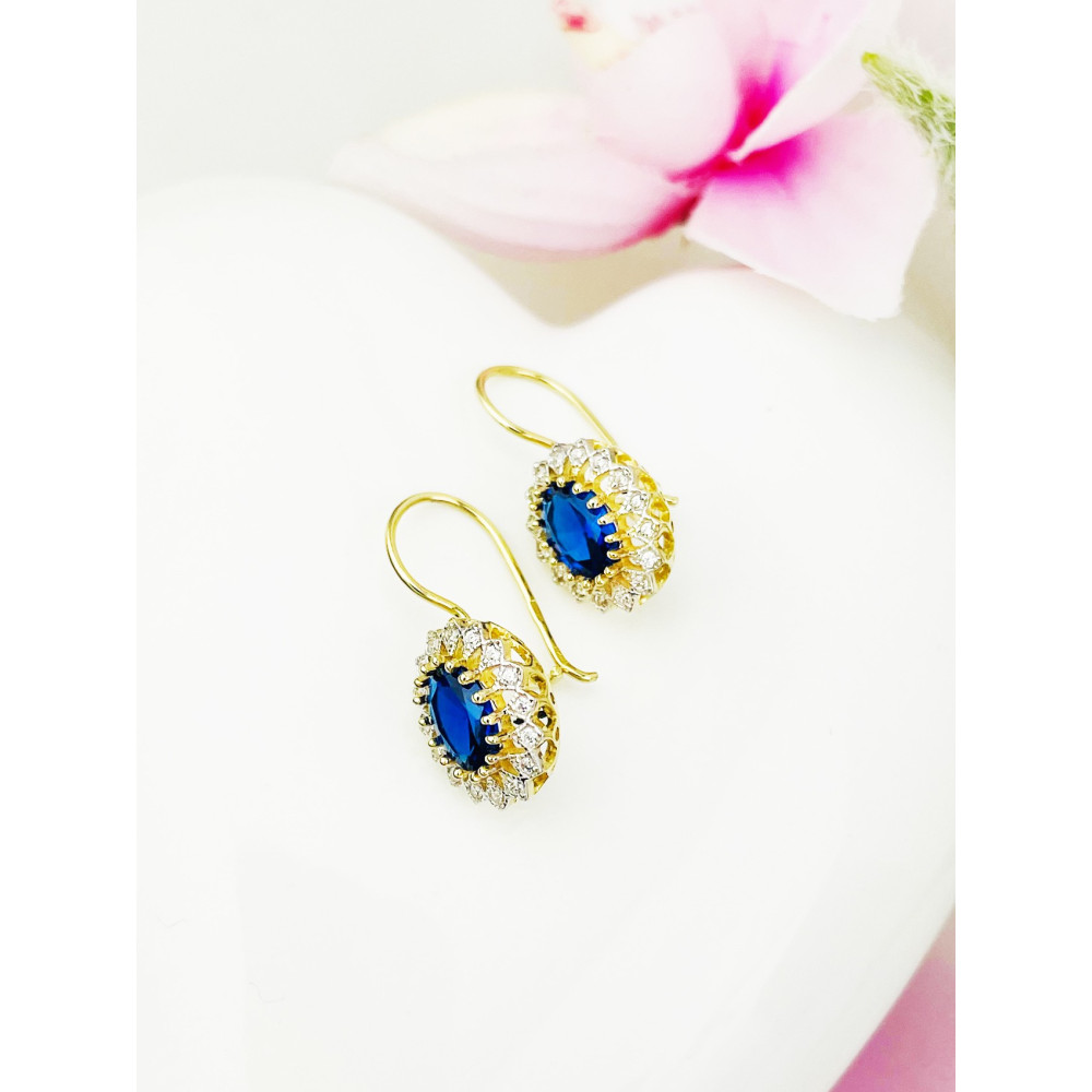 Vintage Ohrringe Ohrhänger mit Zirkonia Ohrstecker Ohrschmuck Paar Gelbgold 585er 14KT