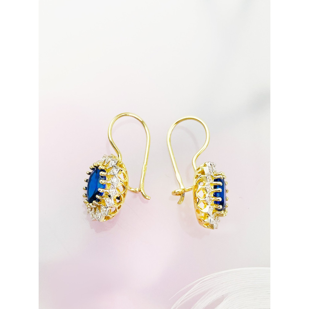 Vintage Ohrringe Ohrhänger mit Zirkonia Ohrstecker Ohrschmuck Paar Gelbgold 585er 14KT