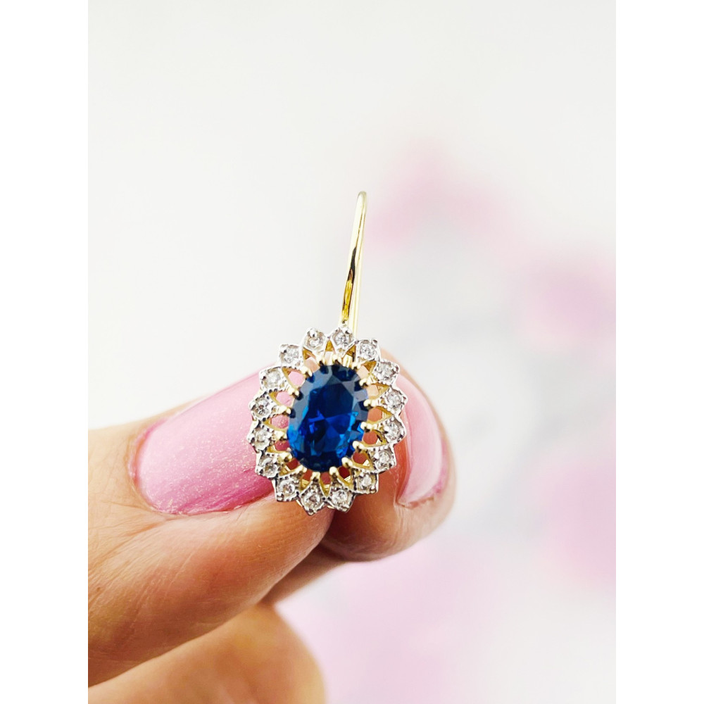 Vintage Ohrringe Ohrhänger mit Zirkonia Ohrstecker Ohrschmuck Paar Gelbgold 585er 14KT