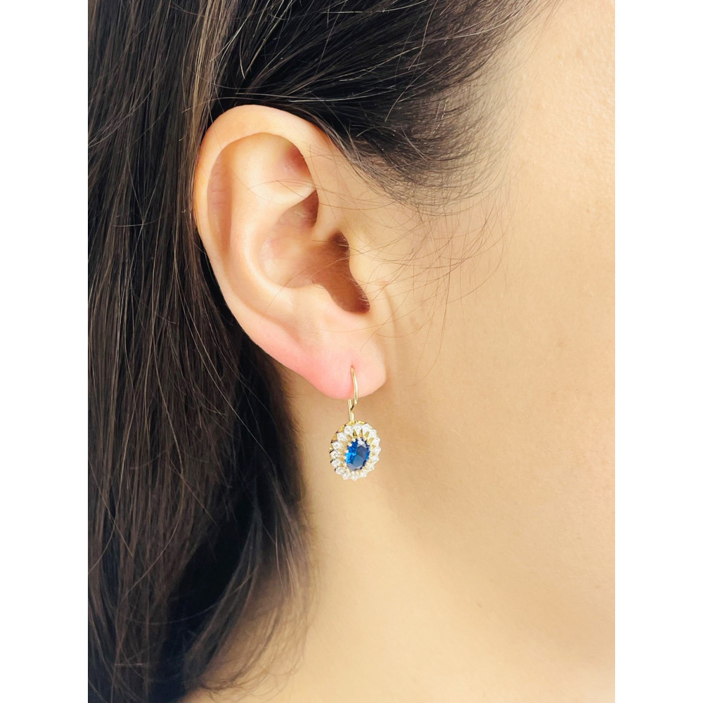 Vintage Ohrringe Ohrhänger mit Zirkonia Ohrstecker Ohrschmuck Paar Gelbgold 585er 14KT