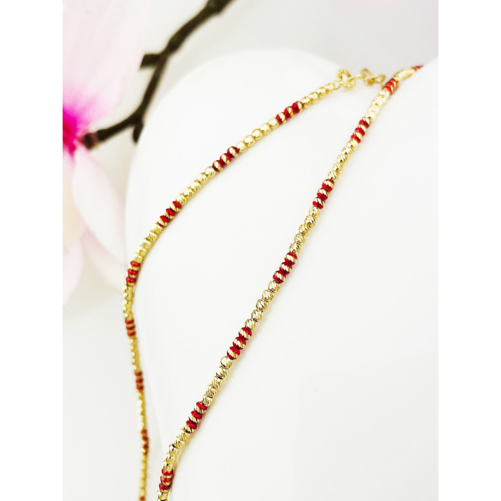 Damen Goldarmband Kugel-Kette Bein Armband Gelbgold Gold585er 14KT