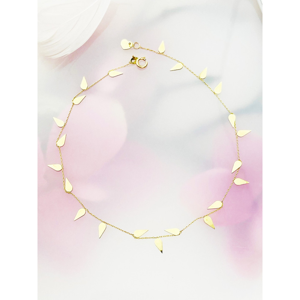 Blätter Damen Goldarmband Bein Armband Gelbgold Gold585er 14KT