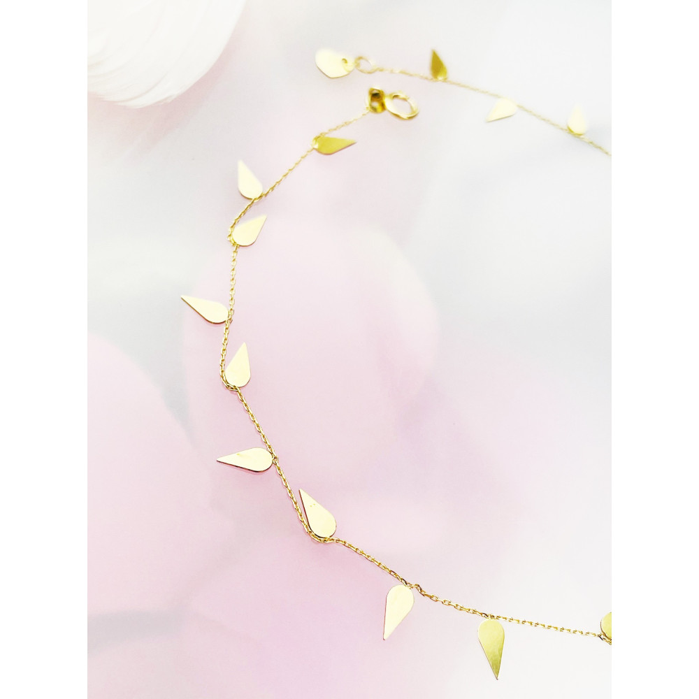 Blätter Damen Goldarmband Bein Armband Gelbgold Gold585er 14KT