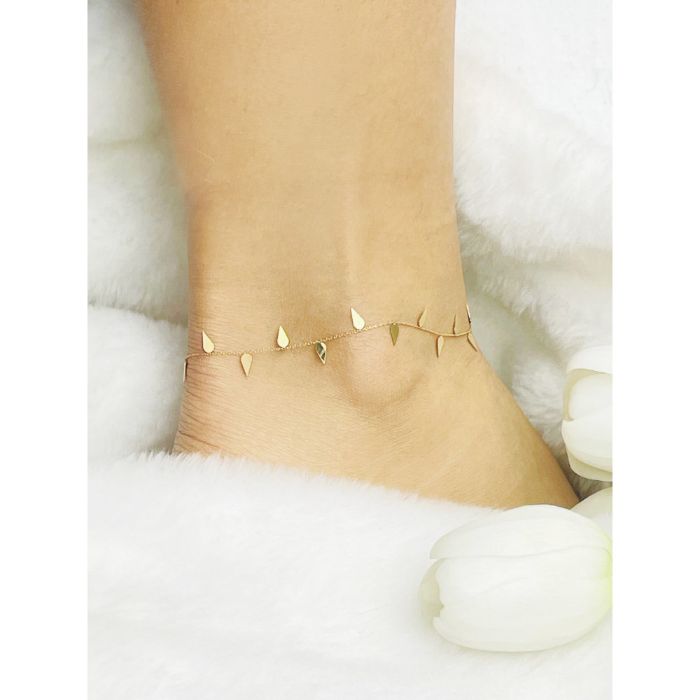 Blätter Damen Goldarmband Bein Armband Gelbgold Gold585er 14KT