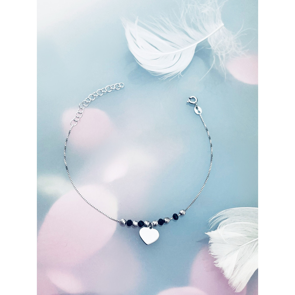 Herz Armband 925 Silber mit Spinel Damen